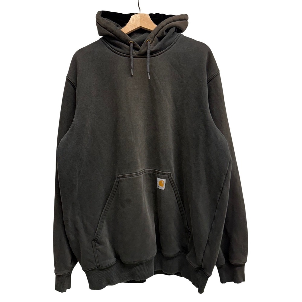 Carhartt Mens L Tall Original Fit Hoodie Faded Black Heavyweight Sweatshirt